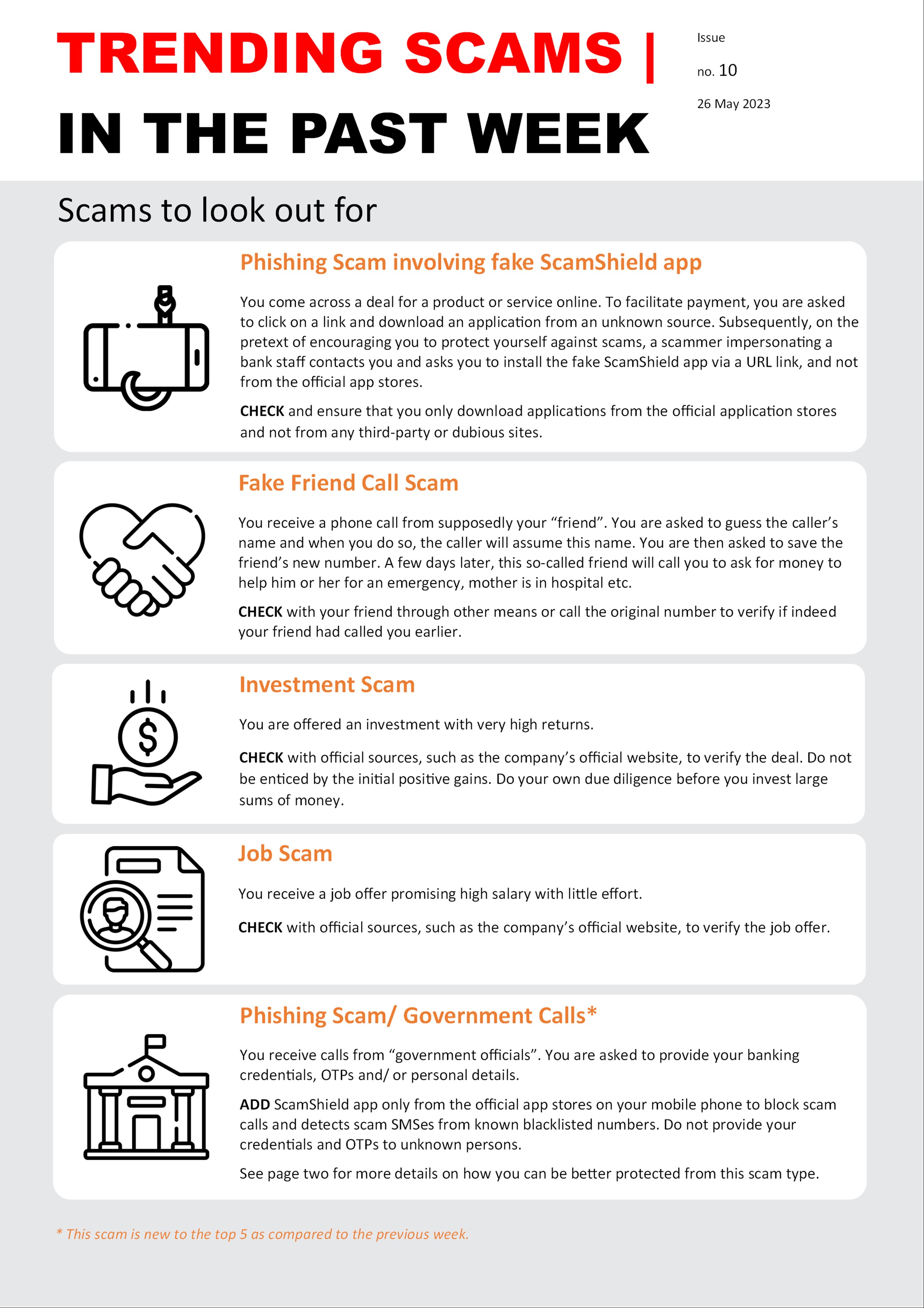 Weekly Bulletin Issue 10 - Scams to look out for