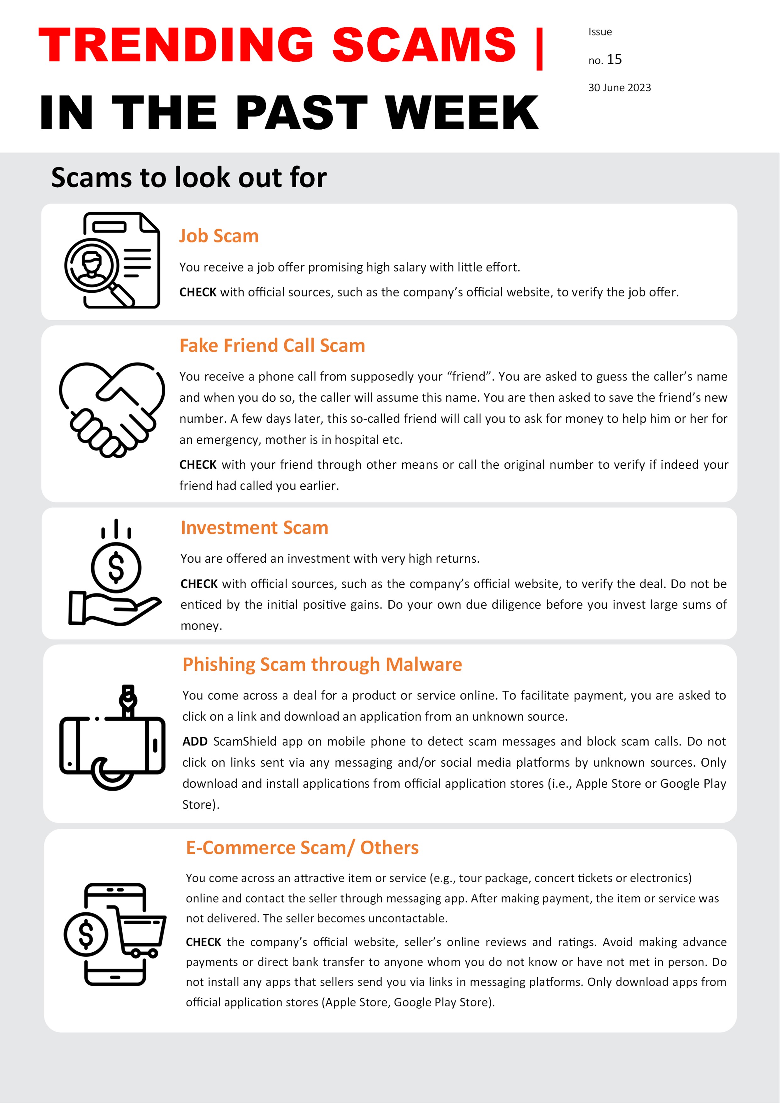 Weekly Bulletin Issue 15 - Scams to look out for