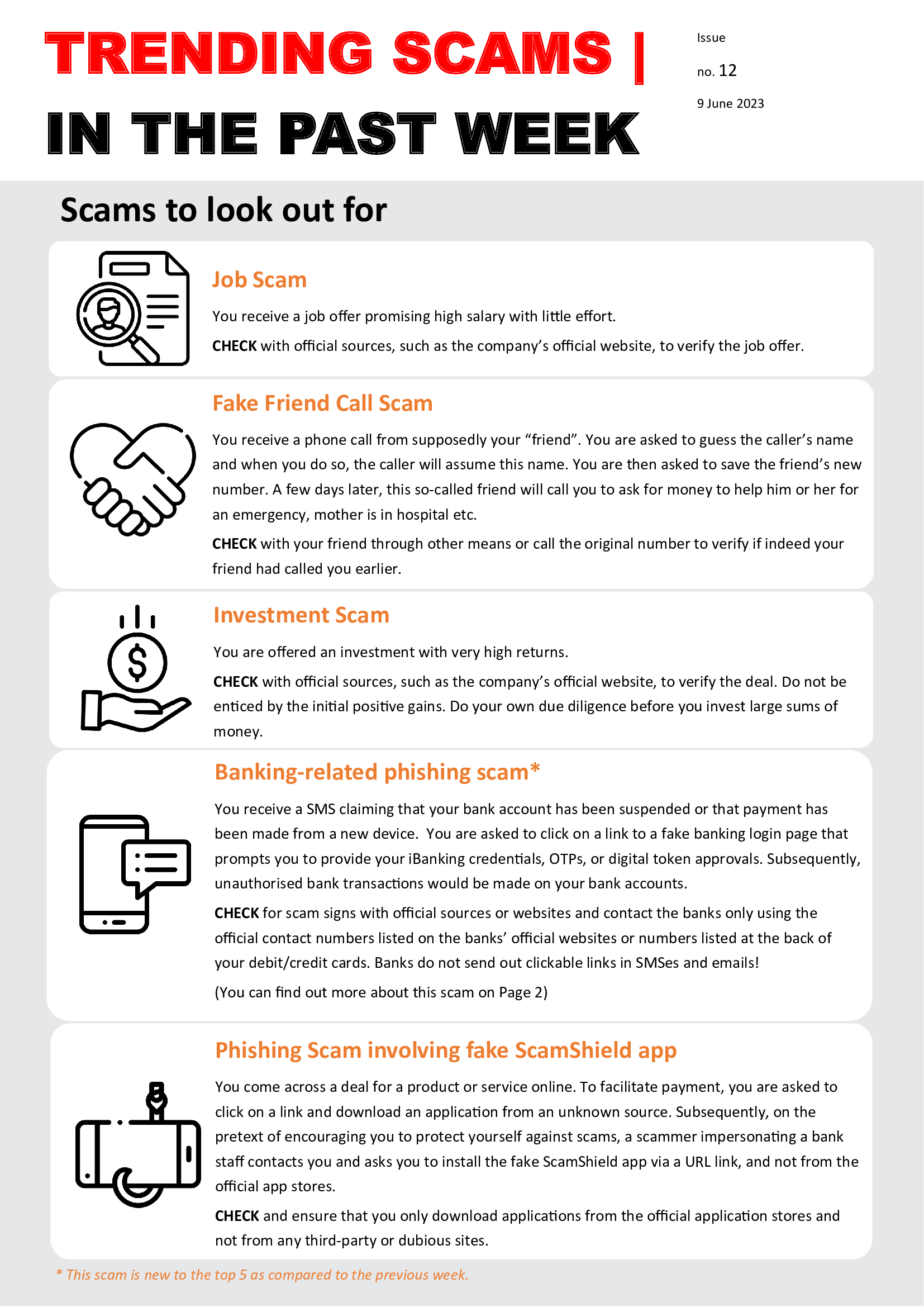 Weekly Bulletin Issue 12 - Trending Scams